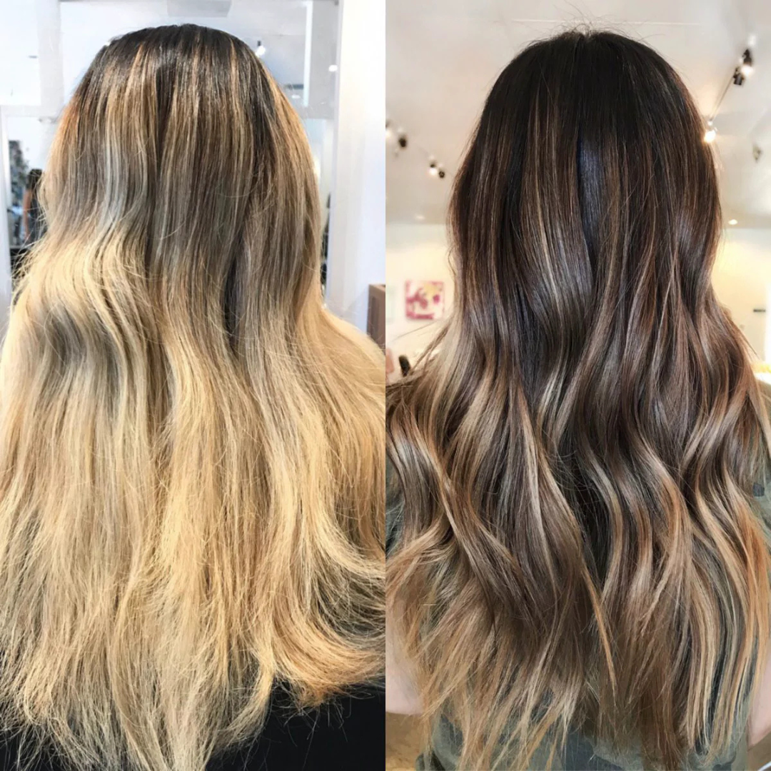 Balayage before and after